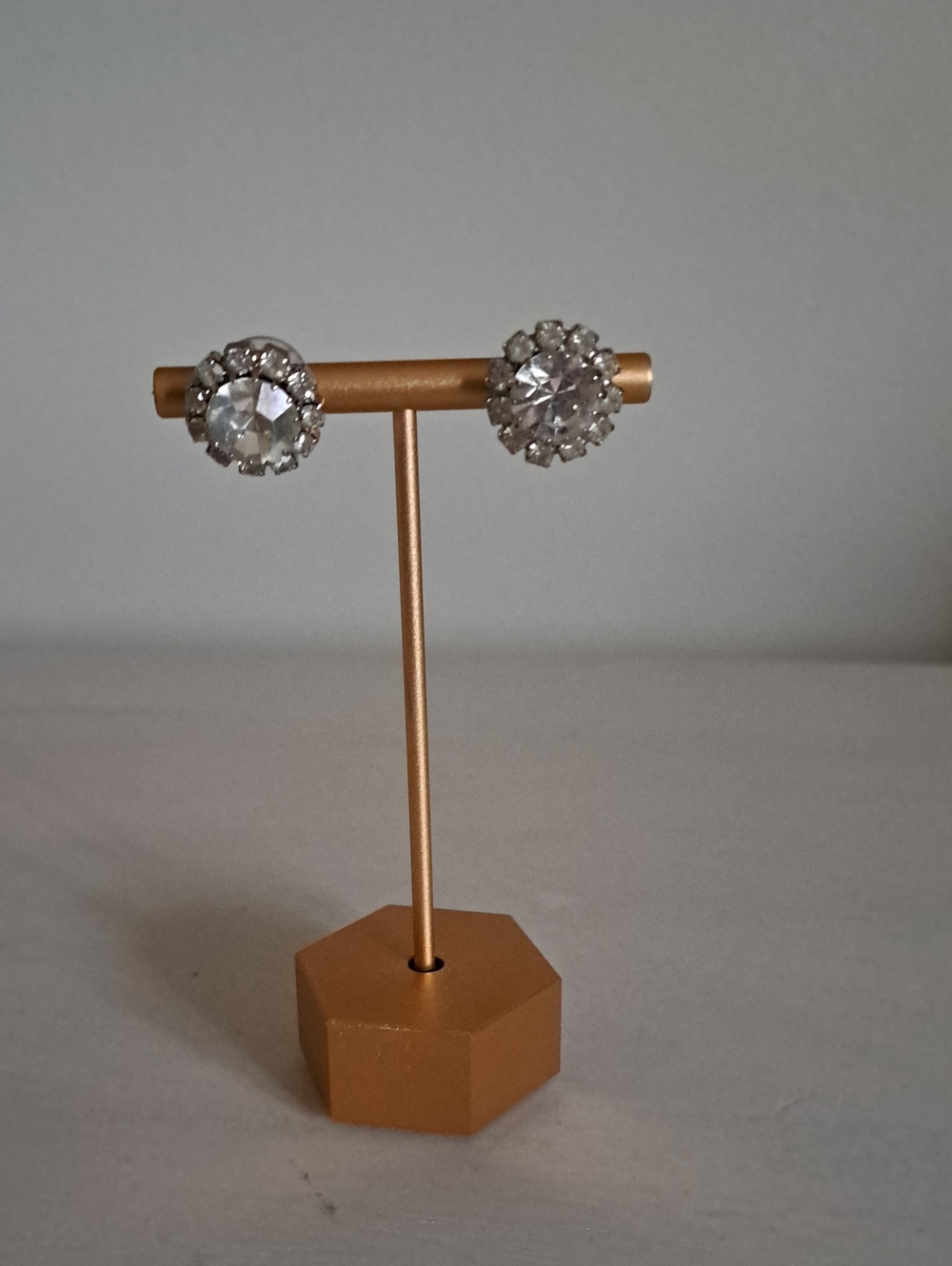 Silver Crystal Halo Stud Earrings